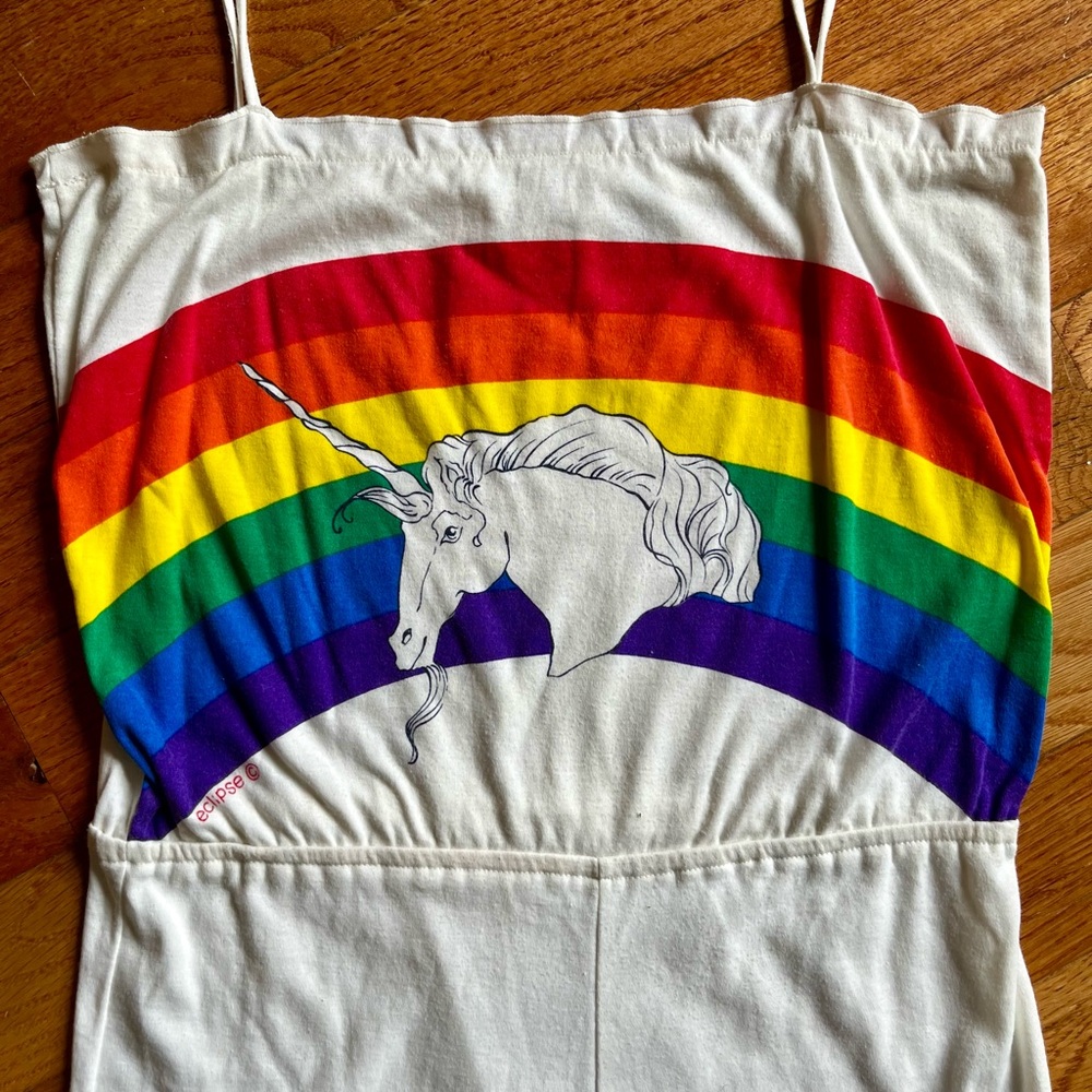 Rare 70s/80s Eclipse Unicorn Rainbow Romper - image 3